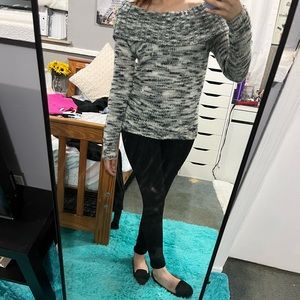 Off the shoulder gray sweater